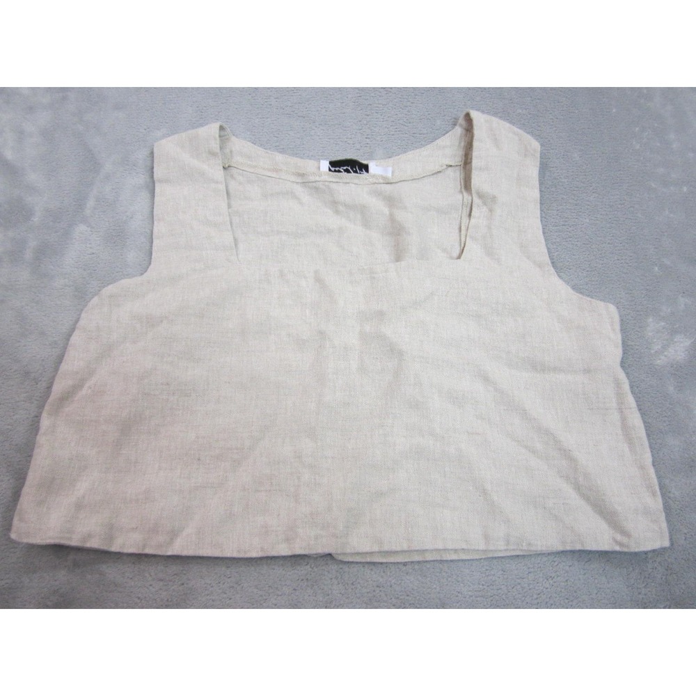 Petal + Pup Crop Top Womens 8 Beige Linen Square Neck Boxy Tank Summer
